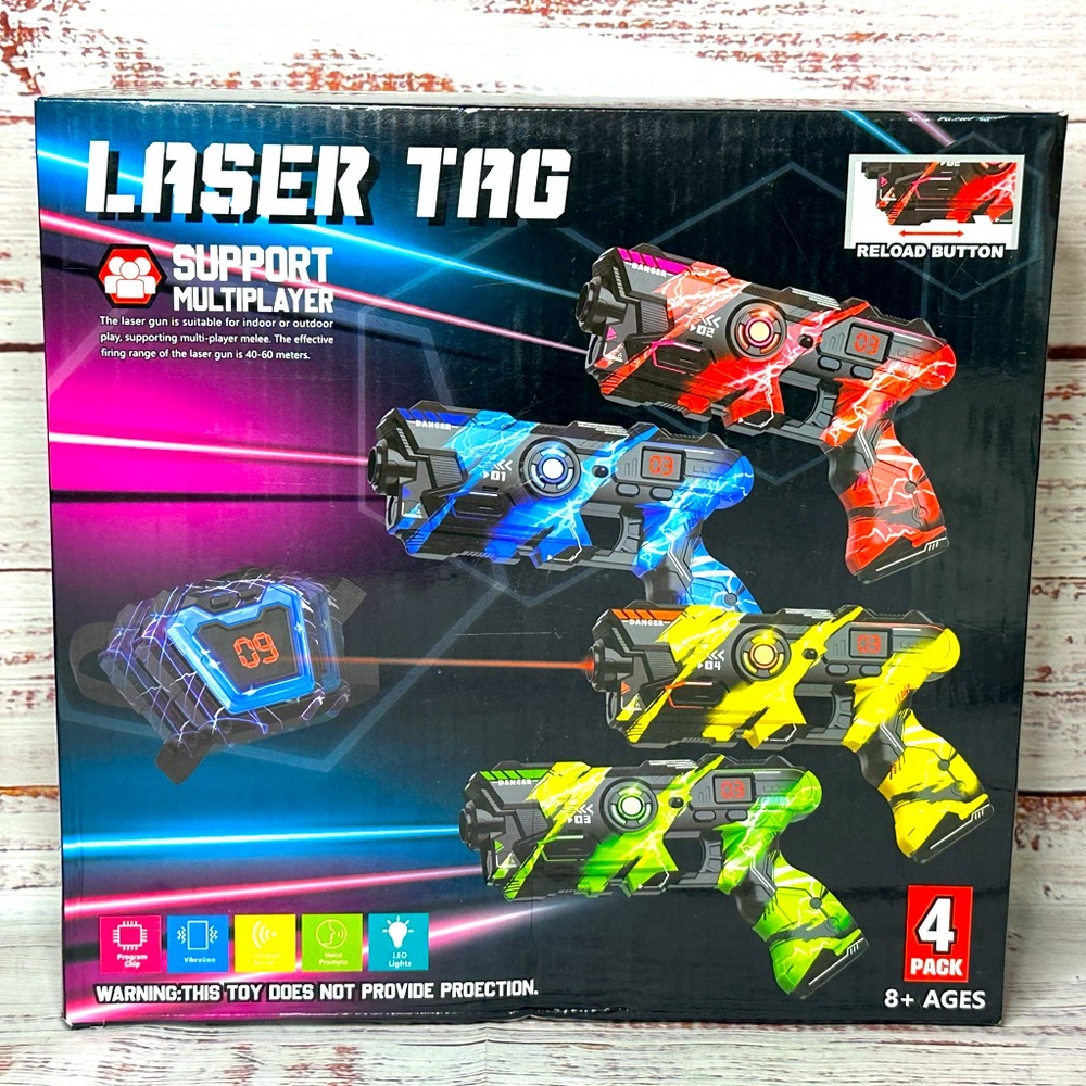 Laser Tag Guns Set of 4 - Digital LED Score Display Vest Infrared Multiplayer
